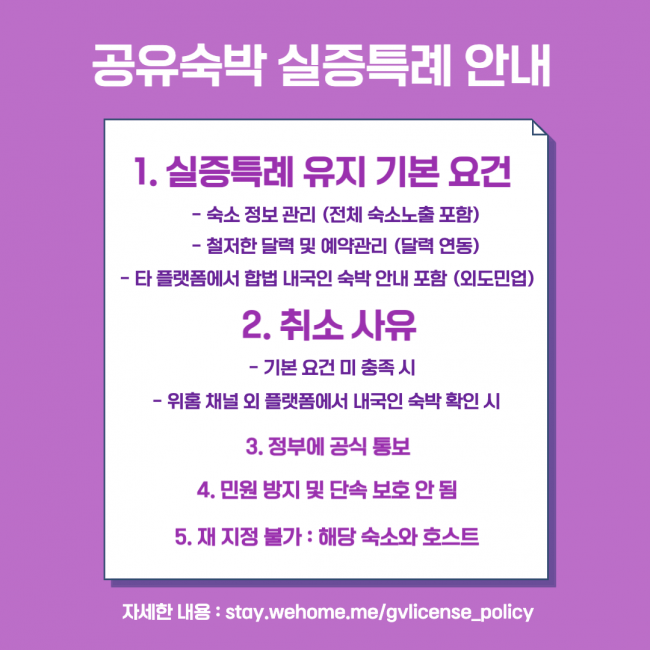 위홈 공유숙박 특례 요건 유지 안내